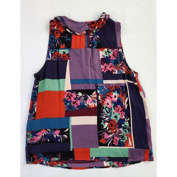 Anthropologie Maeve Top Womens Small Floral Color Block Lined Boho Tank Blouse - Picture 3 of 9